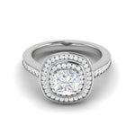 Load image into Gallery viewer, 0.50 cts. Cushion Solitaire Double Halo Diamond Shank Platinum Ring JL PT RH CU 147   Jewelove.US
