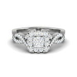 Load image into Gallery viewer, 0.40cts Princess Cut Solitaire Halo Diamond Twisted Platinum Ring for Women JL PT RV PR 151   Jewelove.US

