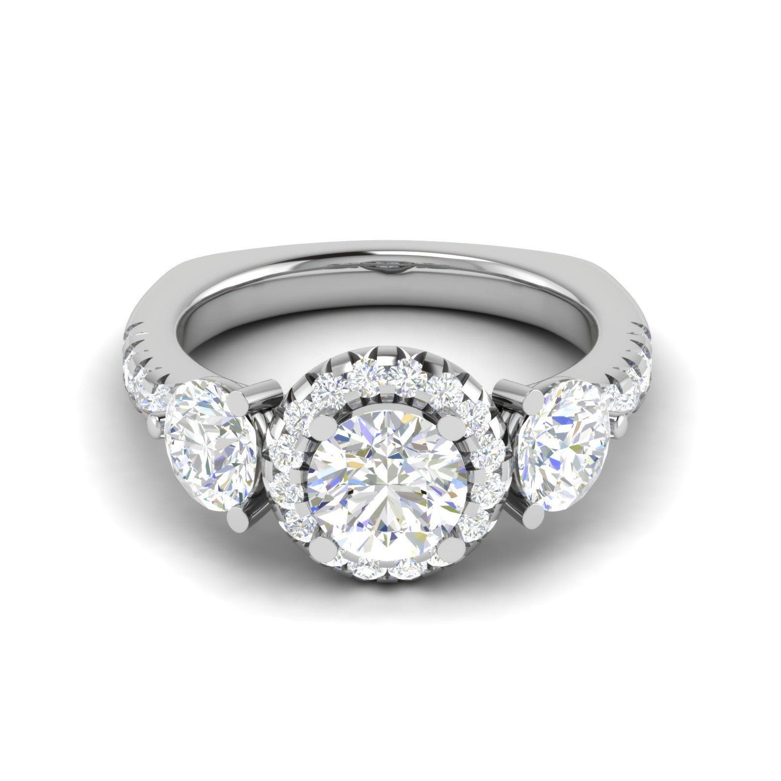 0.50cts Solitaire Platinum Halo Diamond Shank Ring JL PT REHS1603   Jewelove.US