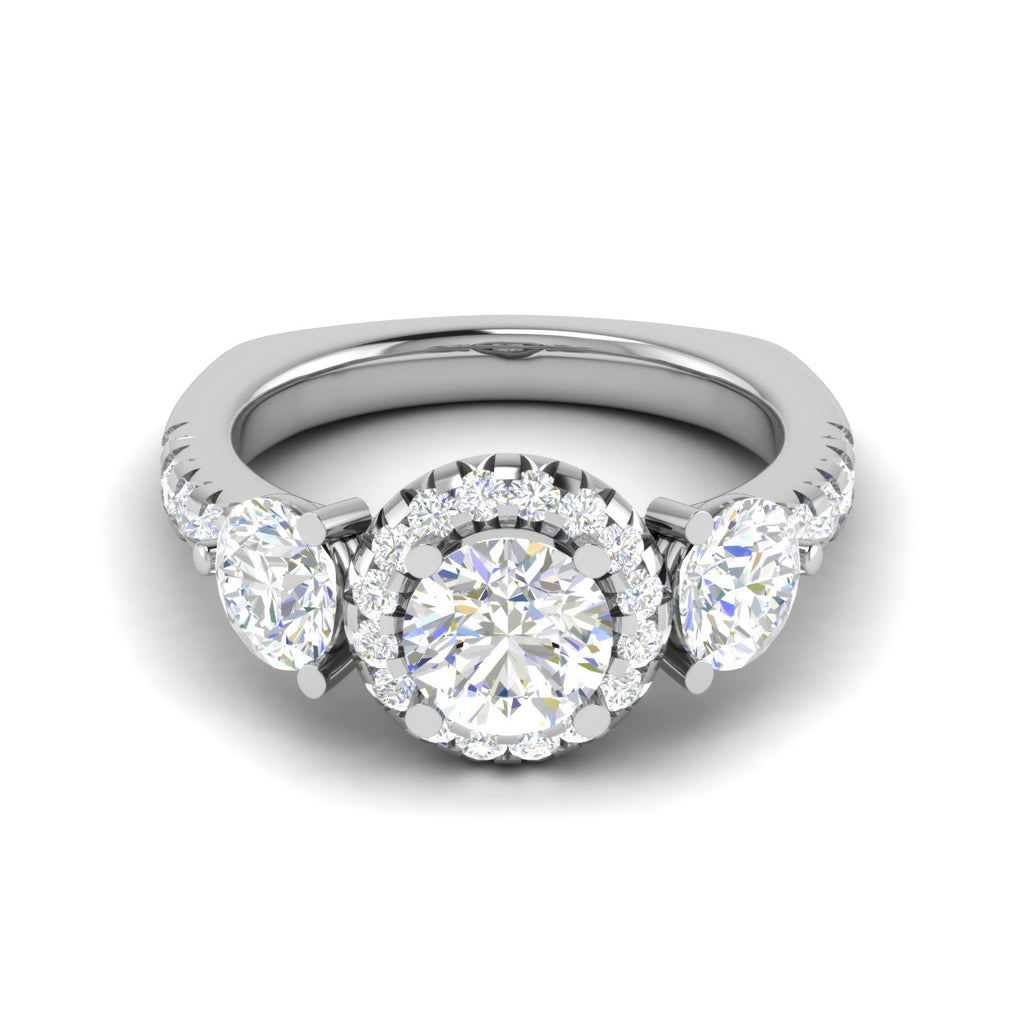 0.50cts Solitaire Platinum Halo Diamond Shank Ring JL PT REHS1603   Jewelove.US
