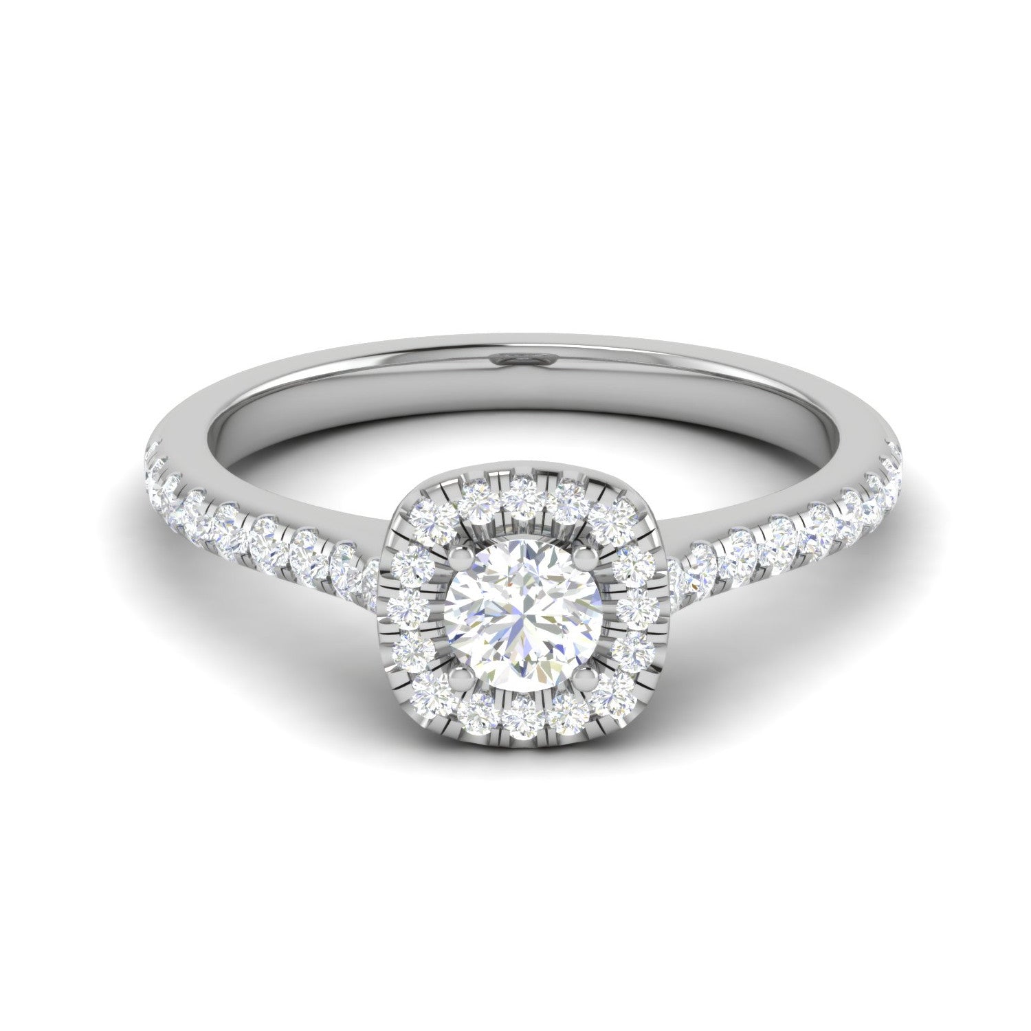0.50 cts. Solitaire Square Halo Platinum Diamond Shank Ring JL PT RH RD 217   Jewelove.US