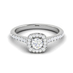 Load image into Gallery viewer, 0.50 cts. Solitaire Square Halo Platinum Diamond Shank Ring JL PT RH RD 217   Jewelove.US
