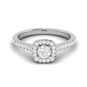 0.50 cts. Solitaire Square Halo Platinum Diamond Shank Ring JL PT RH RD 217   Jewelove.US