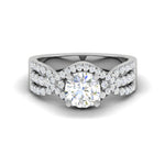 Load image into Gallery viewer, 0.50cts Solitaire Halo Diamond Split Shank Platinum Ring JL PT WB5917E   Jewelove.US
