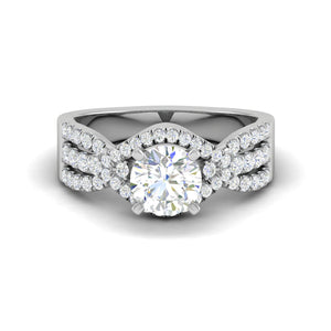 0.50cts Solitaire Halo Diamond Split Shank Platinum Ring JL PT WB5917E   Jewelove.US