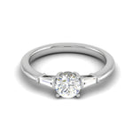 Load image into Gallery viewer, 0.70 cts. Platinum Solitaire Diamond Ring with Baguette Accents JL PT R3 RD 117   Jewelove.US
