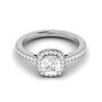 Load image into Gallery viewer, 0.50 cts. Cushion Solitaire Halo Diamond Shank Platinum Ring JL PT RH CU 118   Jewelove.US

