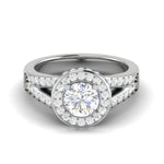 Load image into Gallery viewer, 0.70cts Solitaire Double Halo Diamond Split Shank Platinum Ring JL PT RH RD 154   Jewelove.US
