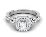 Load image into Gallery viewer, 0.50 cts Princess Square Double Halo Twisted Shank Cut Solitaire Platinum Ring JL PT RH PR 260   Jewelove.US
