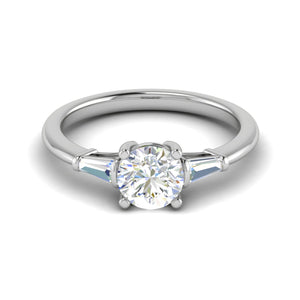 0.70 cts. Platinum Solitaire Diamond Ring with Baguette Accents JL PT R3 RD 118   Jewelove.US