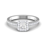 Load image into Gallery viewer, 0.30 cts. Princess Cut Diamond Halo Diamond Shank Platinum Solitaire Engagement Ring JL PT RP RD 111   Jewelove.US
