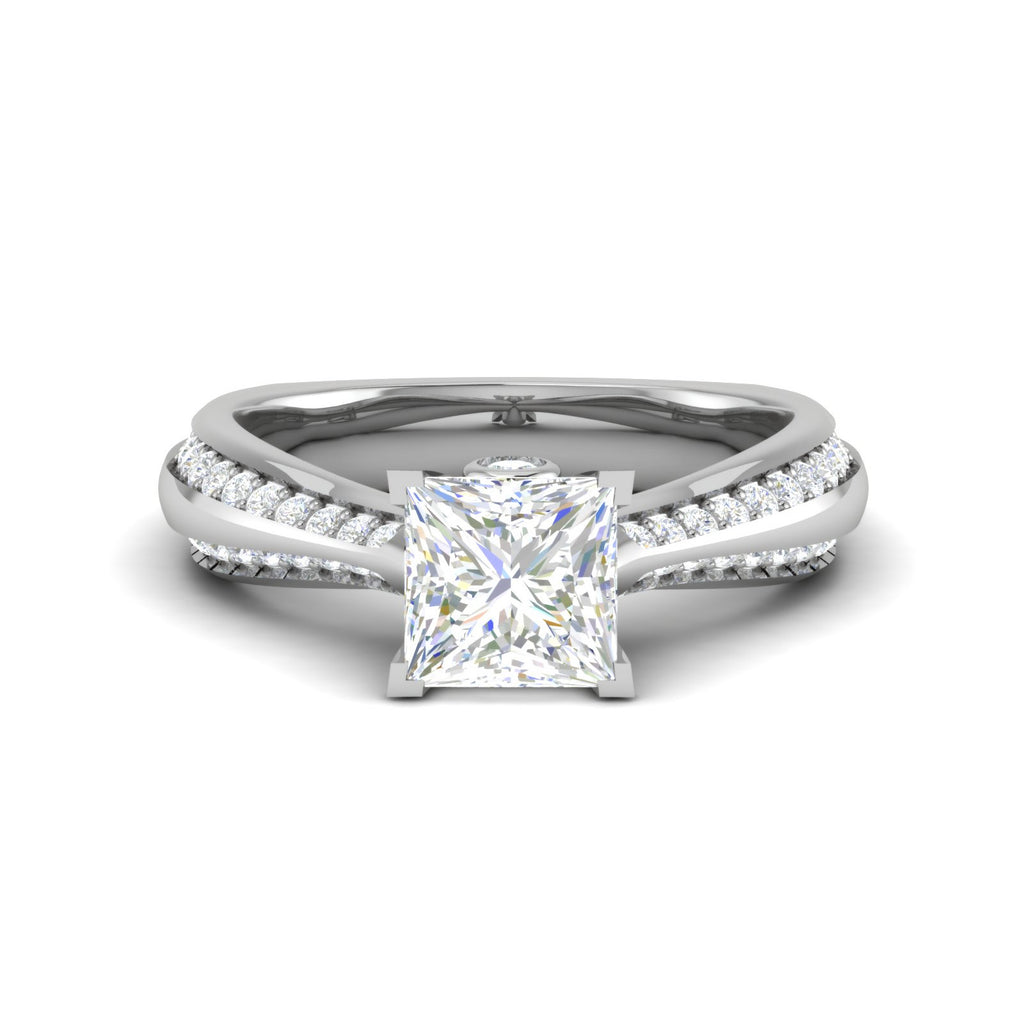0.50 cts. Princess Cut Diamond Shank Platinum Solitaire Engagement Ring JL PT RP PR 107   Jewelove.US