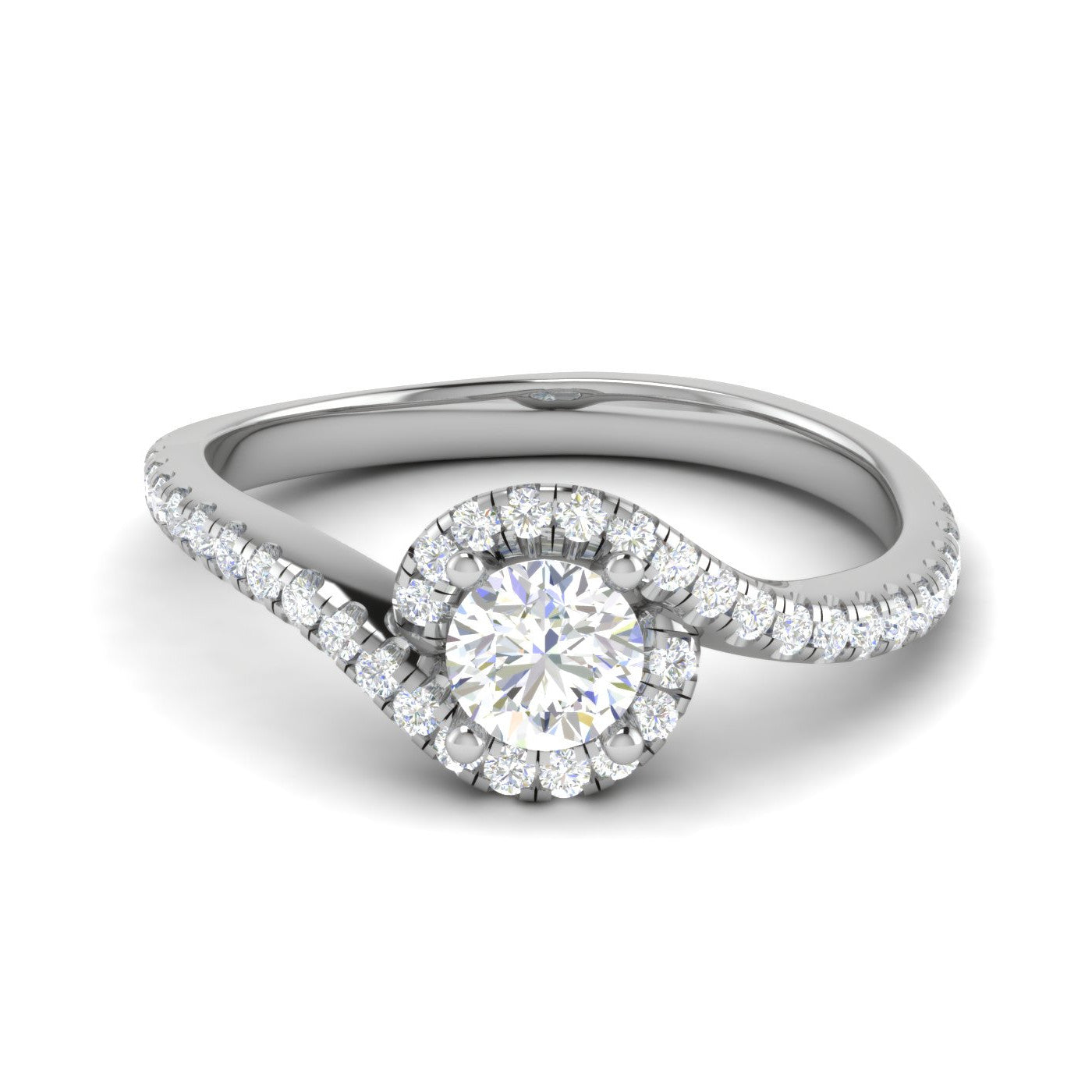 0.50 cts. Platinum Solitaire Ring with Twisted Diamond Shank JL PT RH RD 225   Jewelove.US