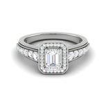 Load image into Gallery viewer, 0.50cts. Emerald Cut Solitaire Halo Diamond Shank Platinum Ring JL PT WB6010E   Jewelove.US
