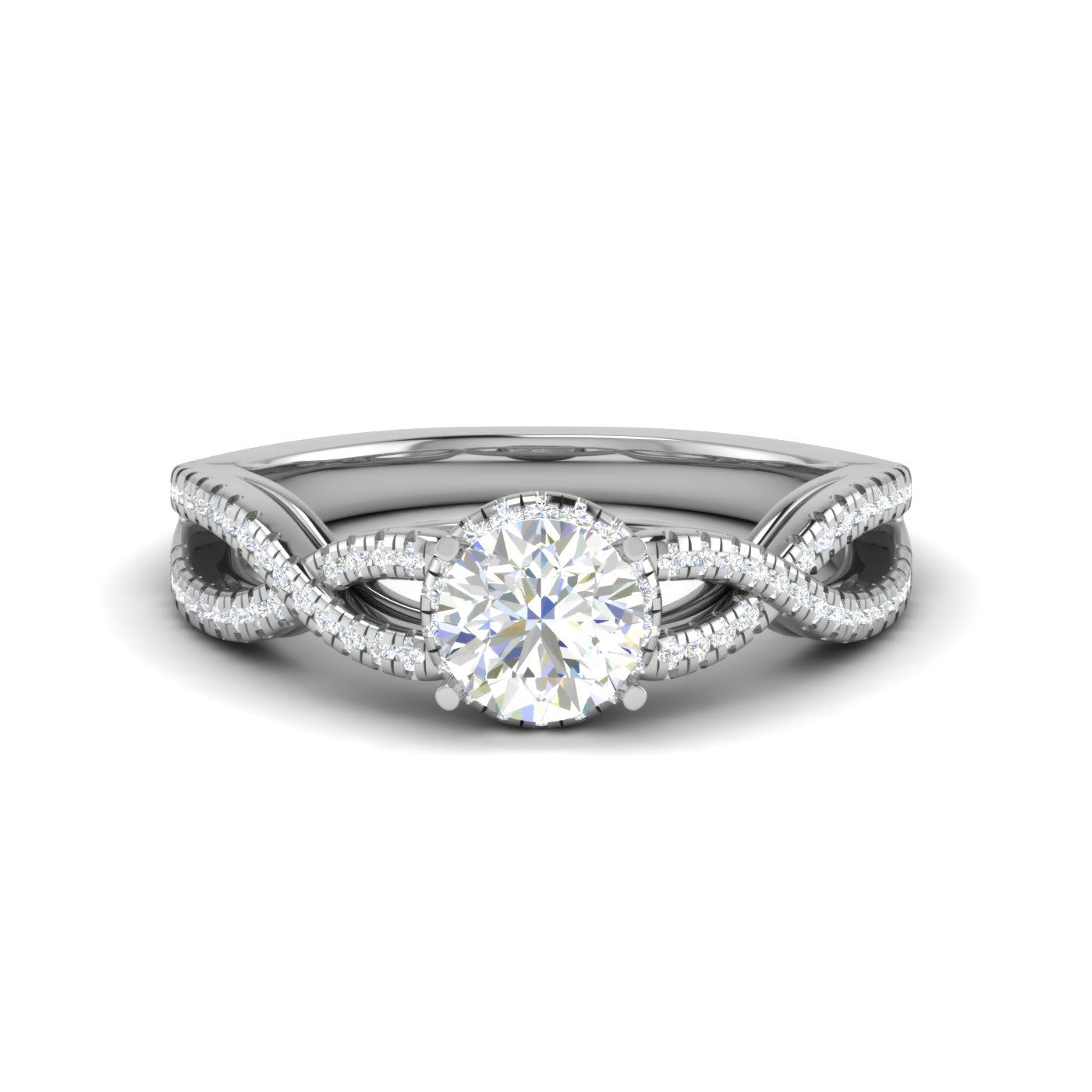 0.50 cts Solitaire Single Halo Diamond Split Shank Platinum Diamond Ring JL PT RH RD 193   Jewelove.US