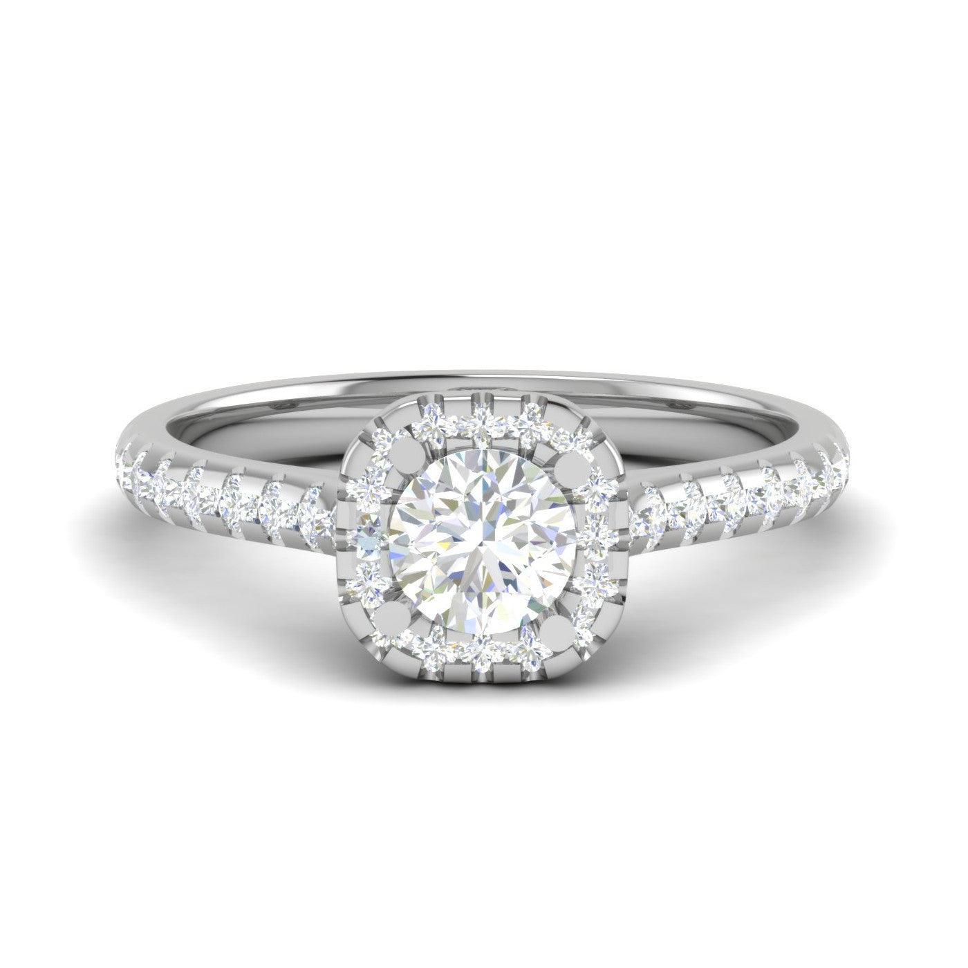 0.50 cts Solitaire Halo Diamond Shank Platinum Ring JL PT RH RD 254   Jewelove.US