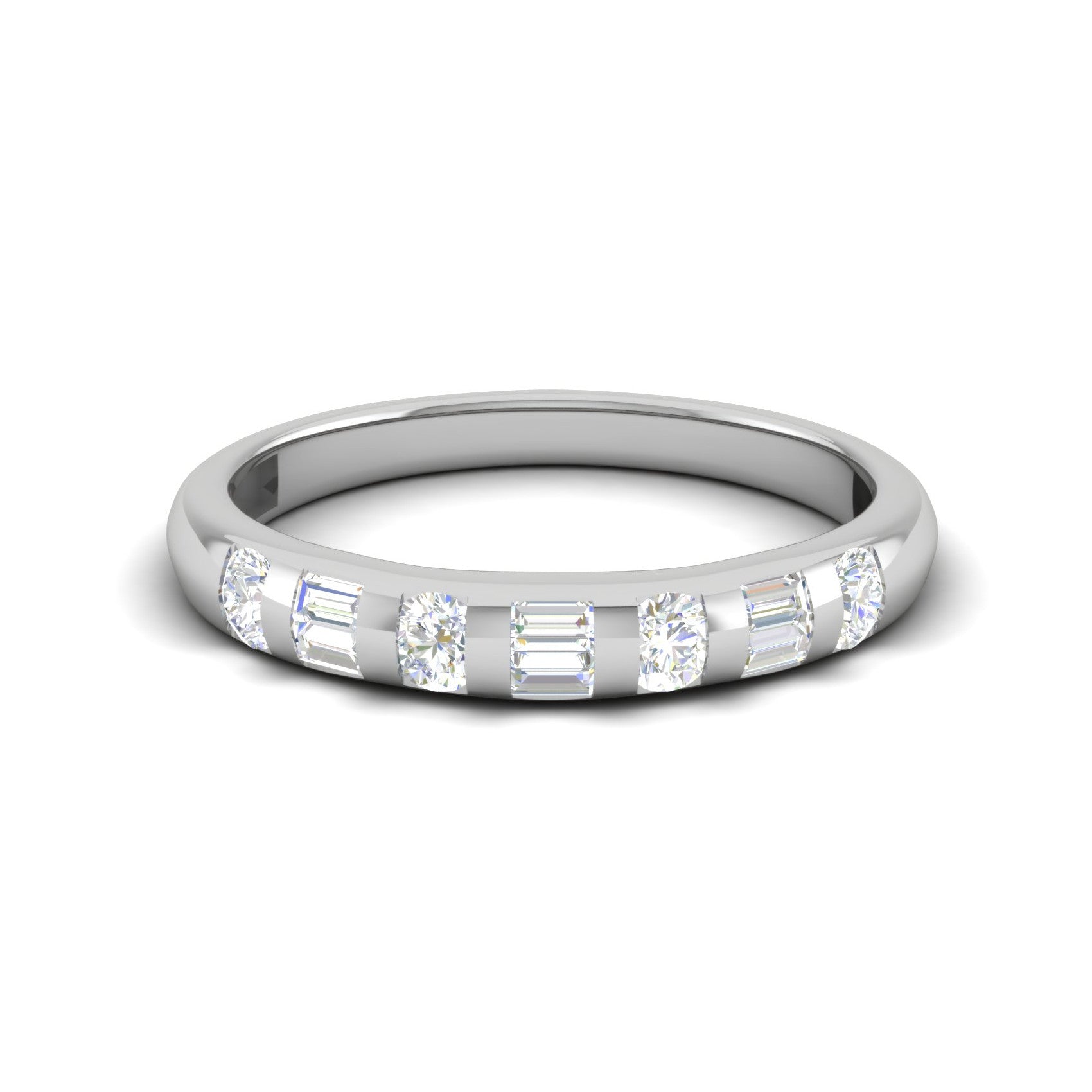 Platinum with Emerald Cut Diamond Half Eternity Ring for Women JL PT WB RD 152  VVS-GH Jewelove