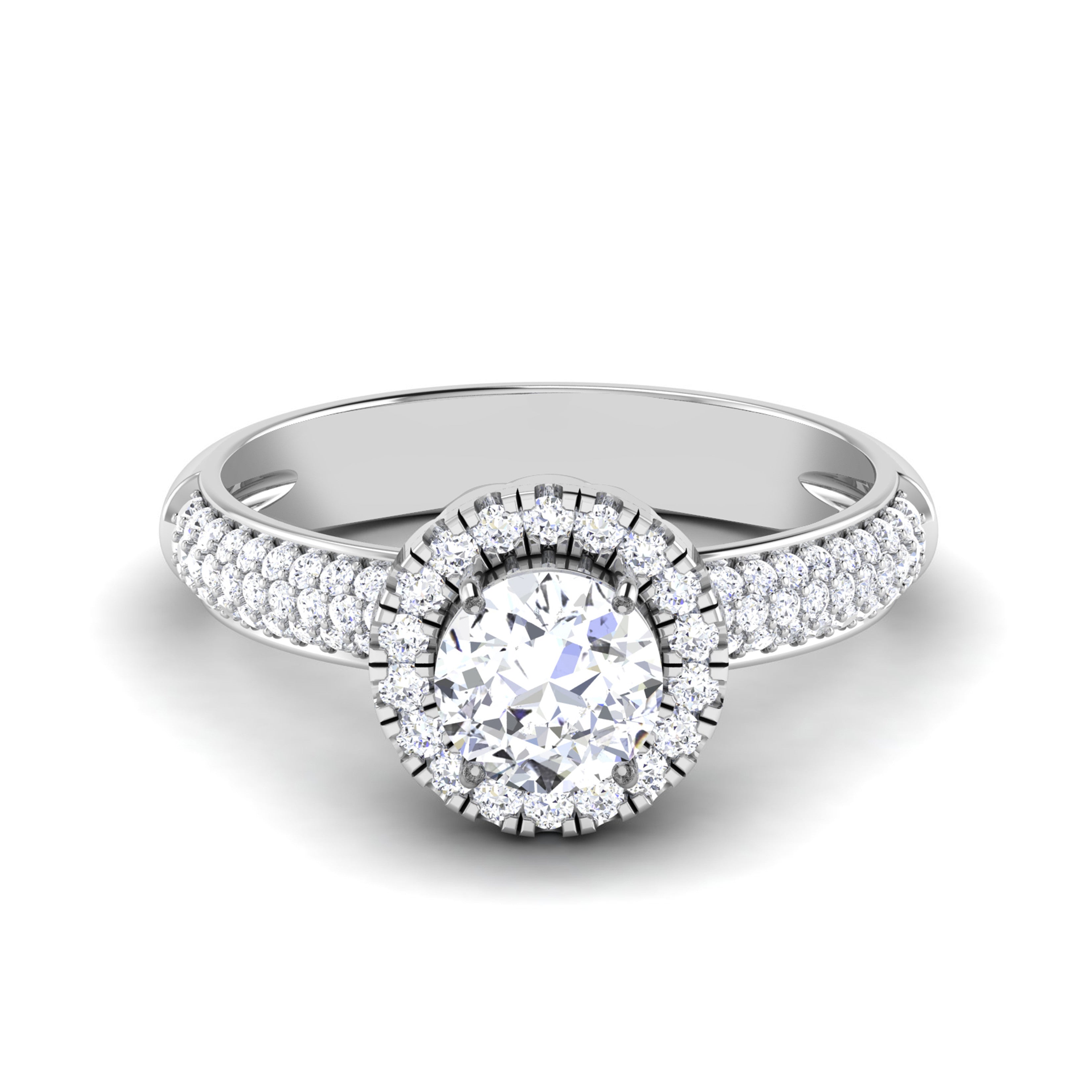 0.50cts Solitaire Halo Diamond Split Shank Platinum Ring JL PT RP RD 135   Jewelove.US