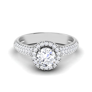 0.50cts Solitaire Halo Diamond Split Shank Platinum Ring JL PT RP RD 135   Jewelove.US