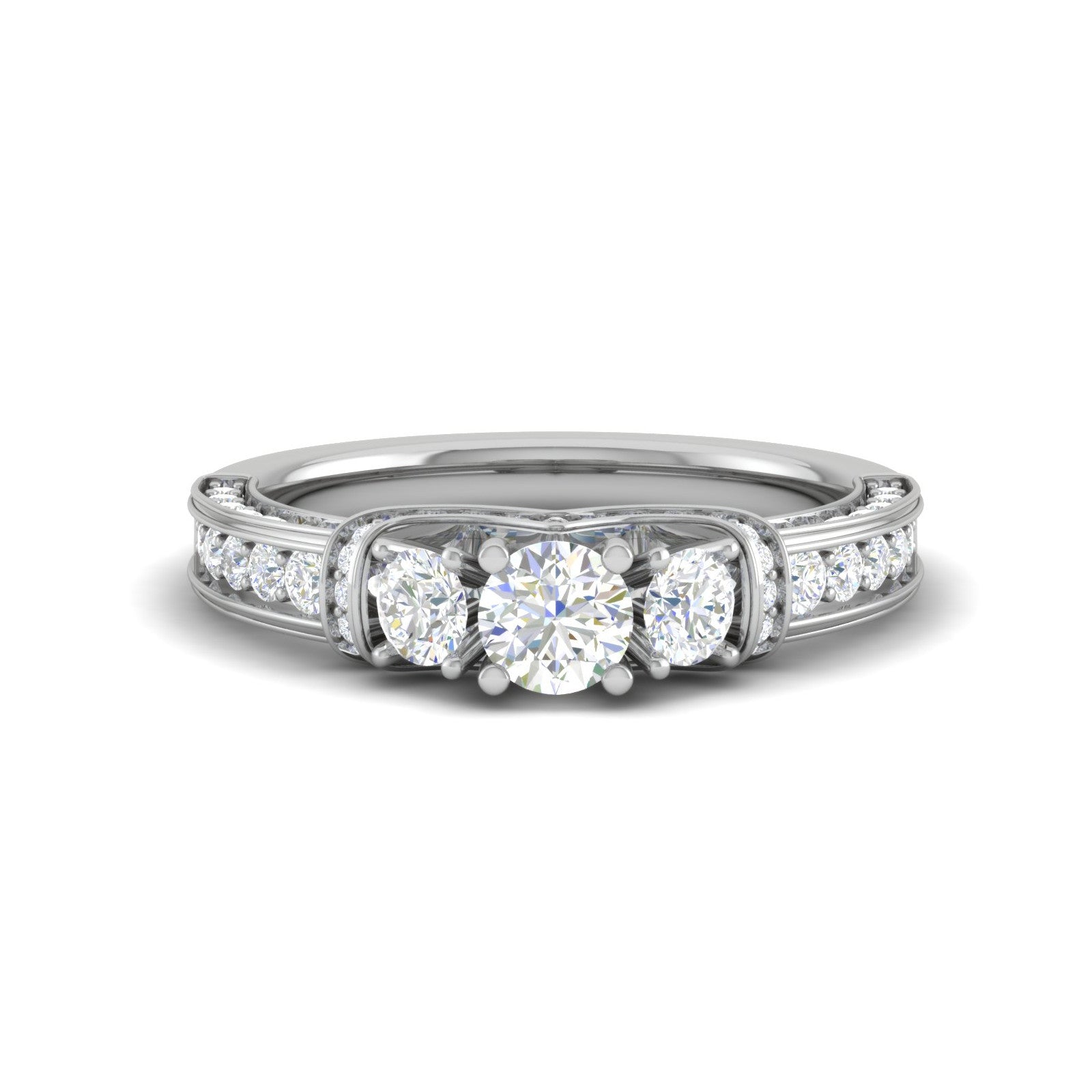 0.25 cts Solitaire Split Shank Diamond Platinum Ring for Women JL PT RV RD 117   Jewelove