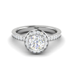 0.70 cts Solitaire Halo Diamond Shank Platinum Ring JL PT RH RD 148   Jewelove.US