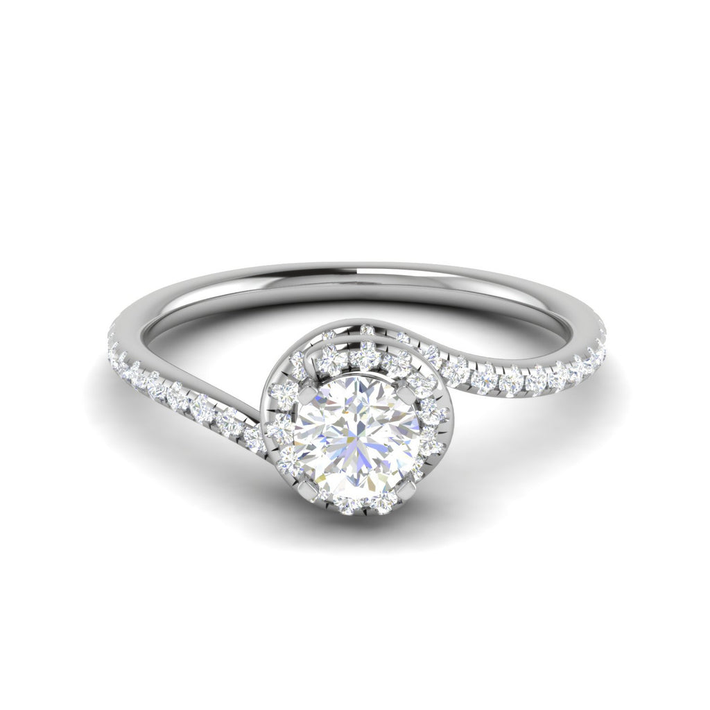 0.30 cts Solitaire Halo Diamond Shank Platinum Ring JL PT RP RD 177   Jewelove.US