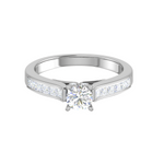 Load image into Gallery viewer, 0.50 cts Solitaire with Princess Cut Diamonds Shank Platinum Ring JL PT RC RD 273   Jewelove.US
