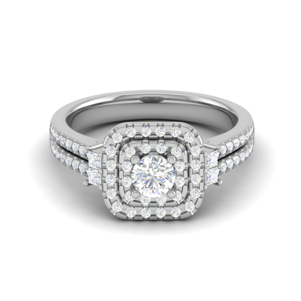 0.20cts Pointer  Double Halo Diamond Split Shank Platinum Ring JL PT D4130   Jewelove.US