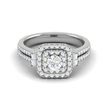 Load image into Gallery viewer, 0.20cts Pointer  Double Halo Diamond Split Shank Platinum Ring JL PT D4130   Jewelove.US
