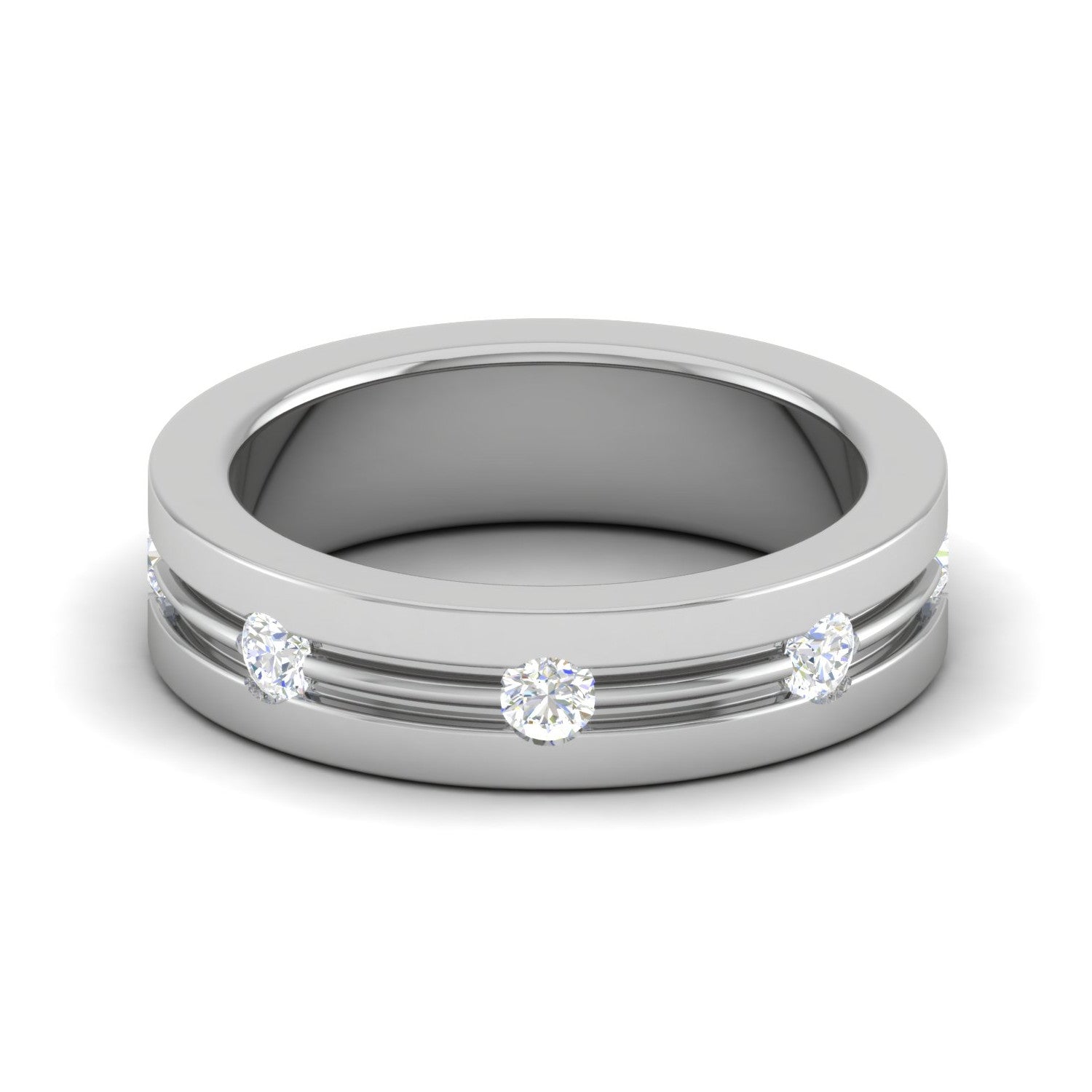 Platinum Ring with 5 Diamonds for Women JL PT MB RD 122   Jewelove.US