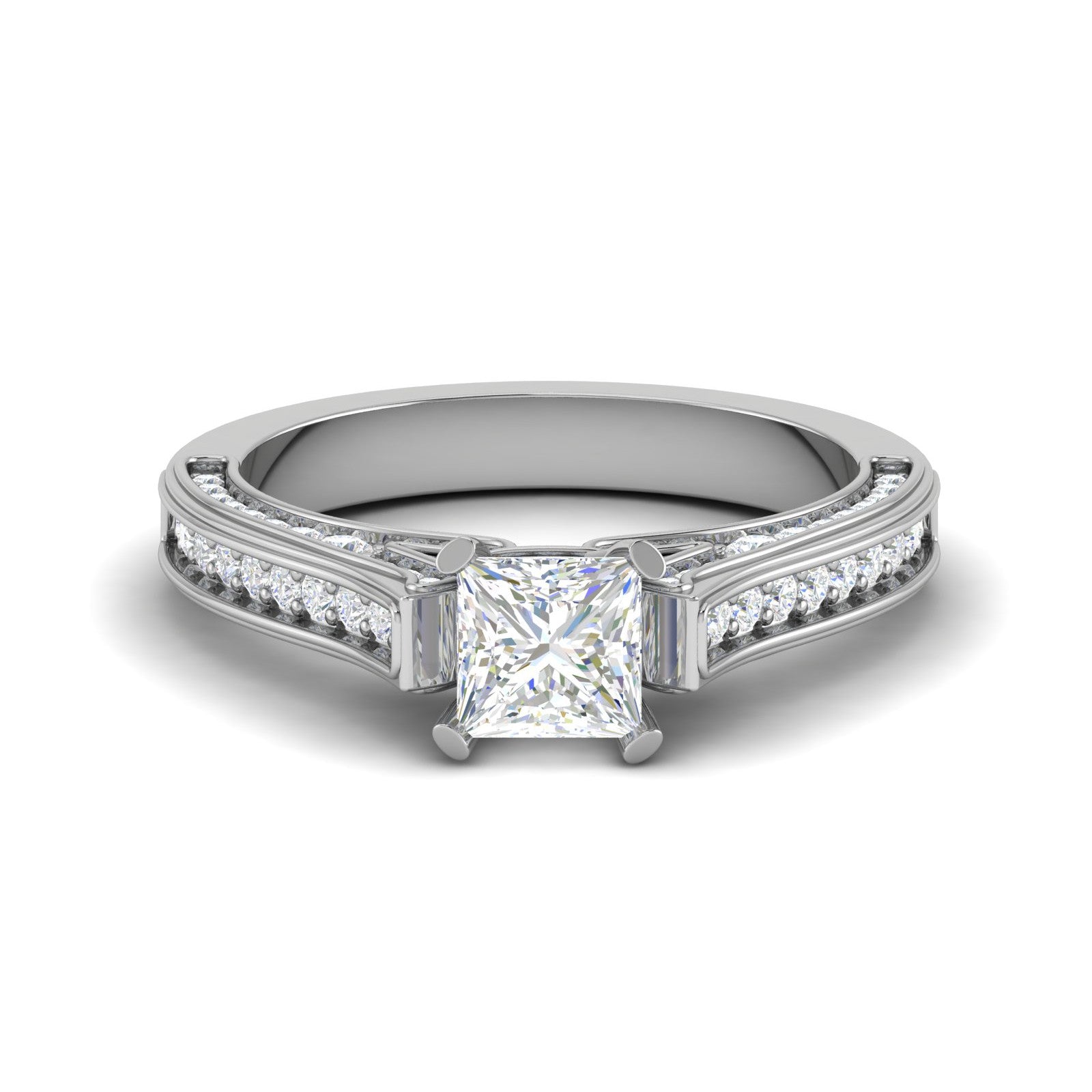 0.30 cts. Princess Cut Diamond Shank Platinum Solitaire Engagement Ring JL PT RP PR 130   Jewelove.US