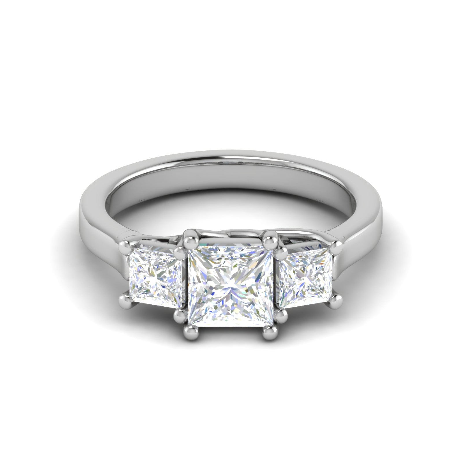 Three Stone Princess Cut Solitaire Diamond Platinum Ring JL PT R3 PR 126   Jewelove.US