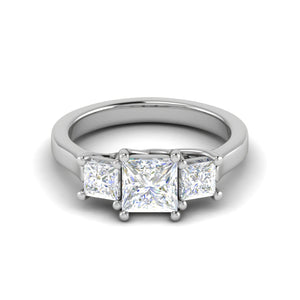 Three Stone Princess Cut Solitaire Diamond Platinum Ring JL PT R3 PR 126   Jewelove.US