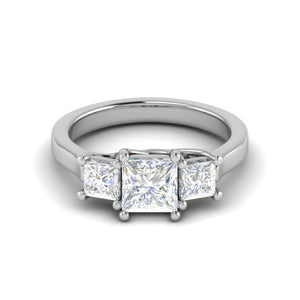 Three Stone Princess Cut Solitaire Diamond Platinum Ring JL PT R3 PR 126   Jewelove.US