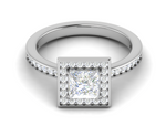 Load image into Gallery viewer, 1 Carat Princess Cut Solitaire Square Halo Diamond Shank Platinum Ring JL PT RH PR 167   Jewelove.US
