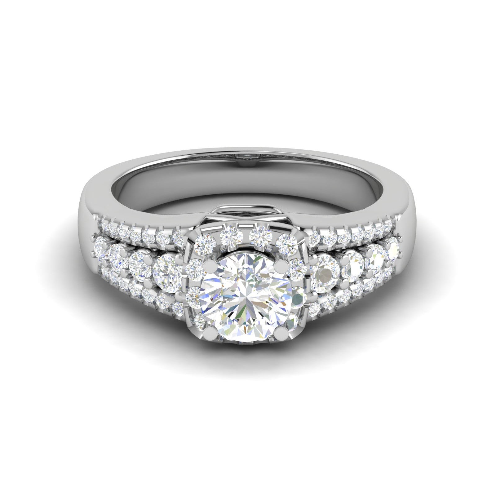 0.30 cts. Solitaire Platinum Halo Diamond Split Shank Engagement Ring JL PT WB6016   Jewelove