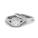 Load image into Gallery viewer, 0.50cts Solitaire Double Halo Diamond Split Shank Platinum Ring JL PT RV RD 145   Jewelove.US
