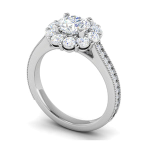 0.70cts Solitaire Halo Diamond Shank Platinum Diamond Ring JL PT RH RD 162   Jewelove.US