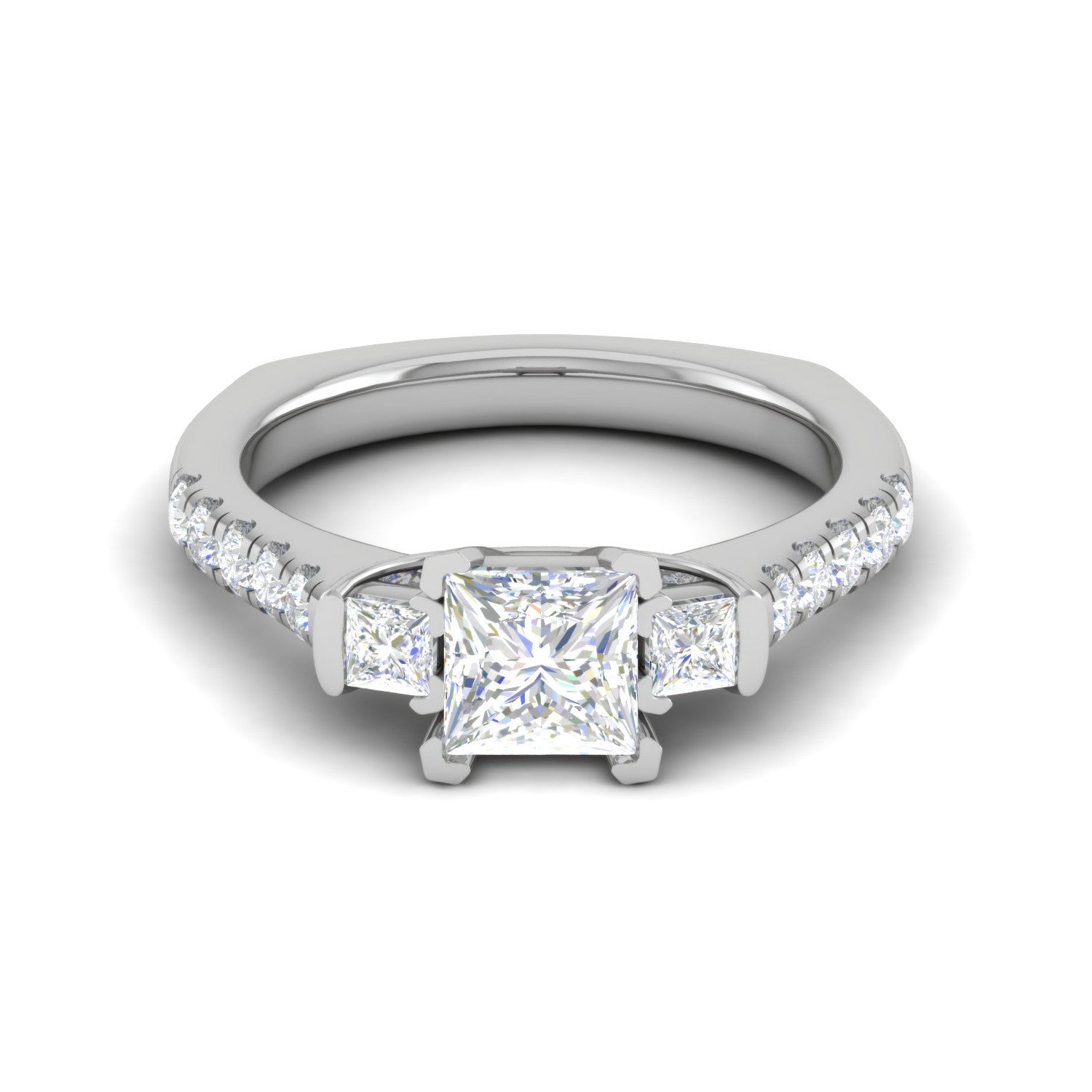 0.70 cts. Princess Cut Solitaire Platinum Shank Diamond Ring JL PT R3 PR 143   Jewelove.US