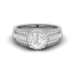 Load image into Gallery viewer, 0.50cts Halo Solitaire Halo Diamond Split Shank Platinum Ring JL PT TRG130020   Jewelove.US
