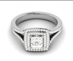 Load image into Gallery viewer, 0.70 cts Princess Cut Solitaire Square Double Halo Diamond Split Shank Platinum Ring JL PT RH PR 116   Jewelove.US
