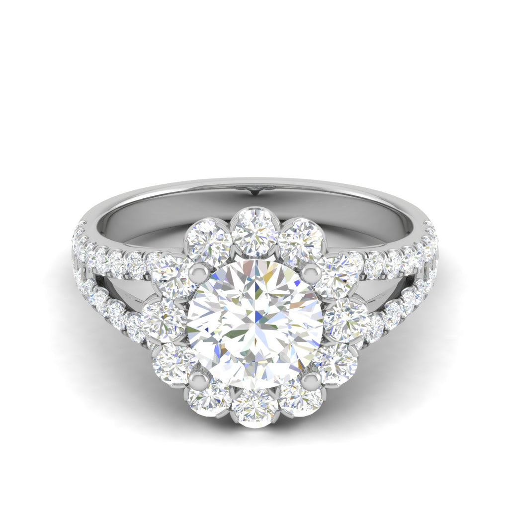 0.50cts Solitaire Halo Diamond Split Shank Platinum Ring JL PT WB5798E   Jewelove.US
