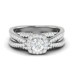 Load image into Gallery viewer, 0.50 cts Solitaire Halo Diamond Split Shank Platinum Ring JL PT RP RD 201   Jewelove.US
