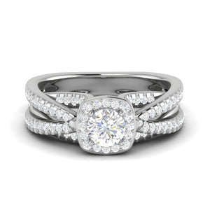 0.50 cts Solitaire Halo Diamond Split Shank Platinum Ring JL PT RP RD 201   Jewelove.US