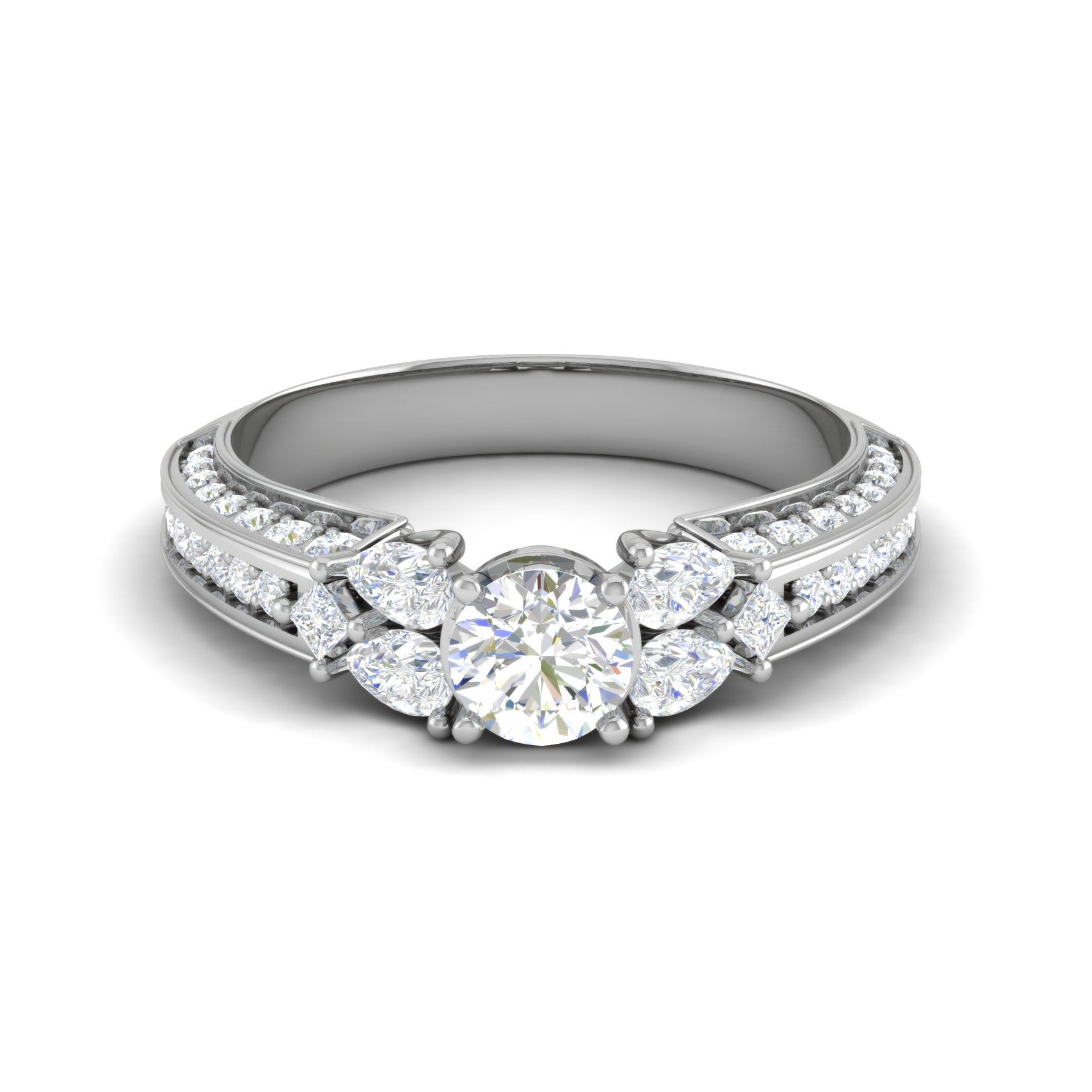 0.30 cts Solitaire with Pear Diamond Split Shank Platinum Ring JL PT MHD0215M   Jewelove.US