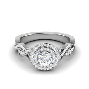 0.50 cts Solitaire Double Halo Diamond with Twisted Shank Platinum Ring JL PT RH RD 275   Jewelove.US