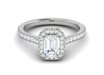 Load image into Gallery viewer, 0.70cts Emerald Cut Diamond Halo Diamond Shank Platinum Ring JL PT RH EM 133   Jewelove.US
