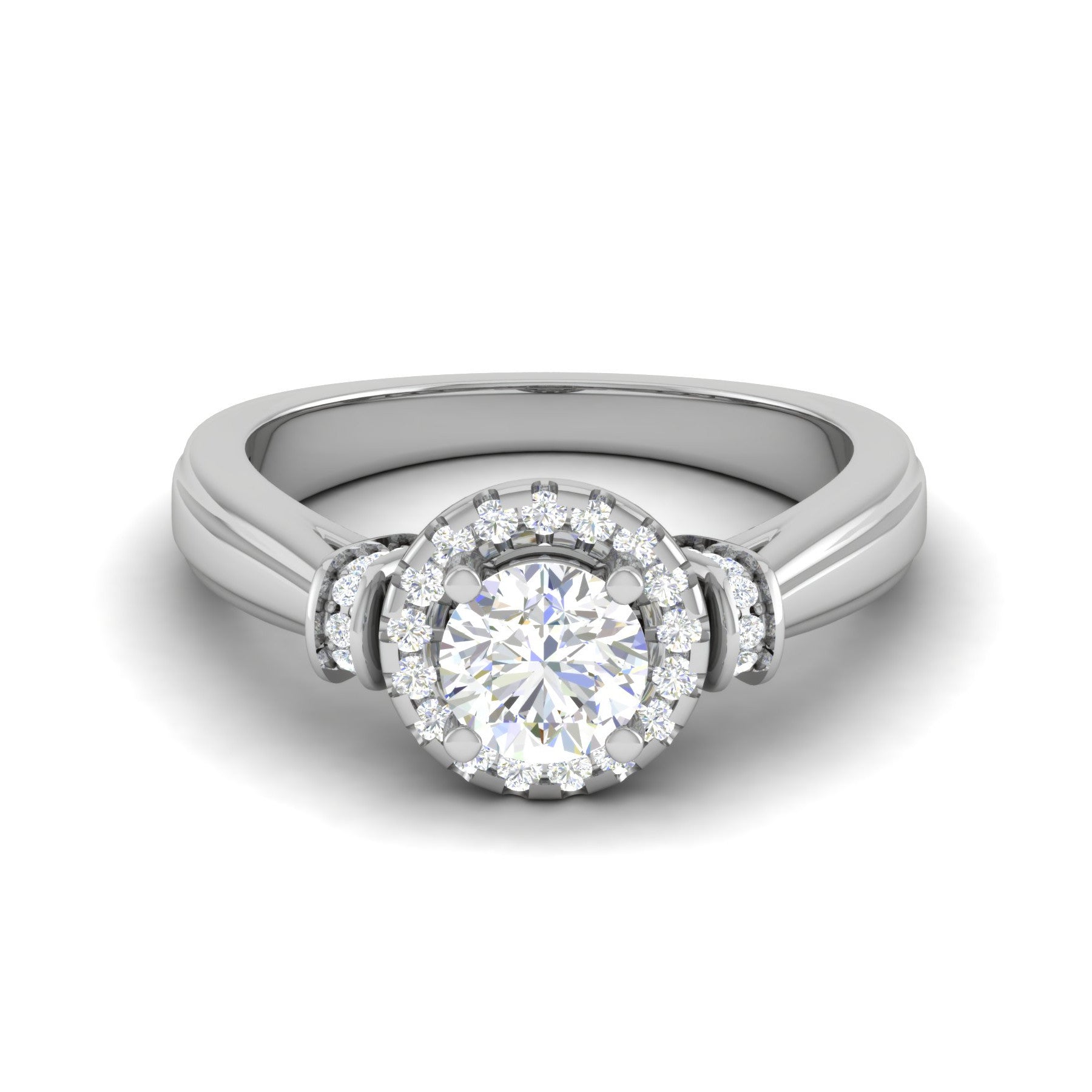 0.30 cts Solitaire Halo Diamond Platinum Ring JL PT JRW2586MM-A   Jewelove.US