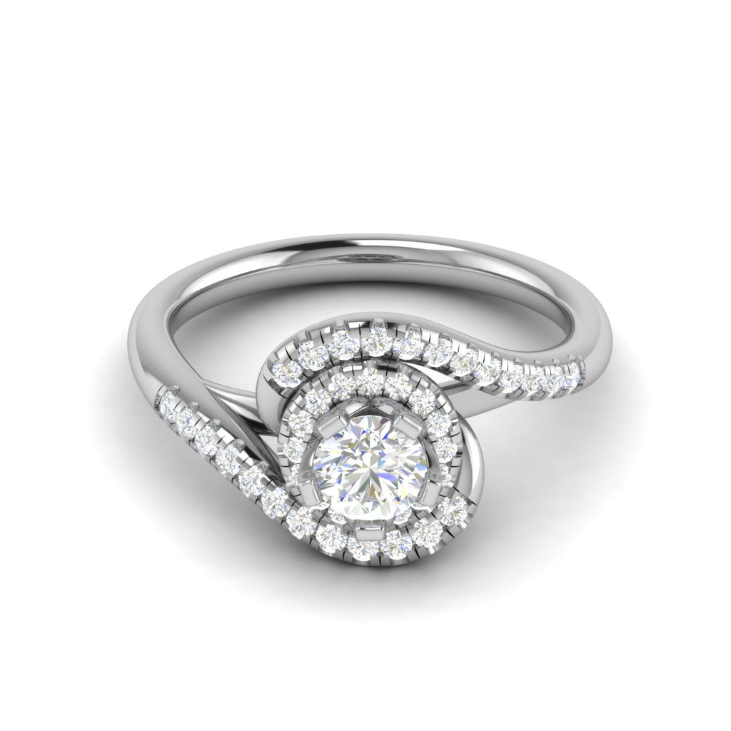 0.30 cts Solitaire Double Halo Diamond Shank Platinum Ring JL PT RP RD 122   Jewelove.US