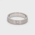Load and play video in Gallery viewer, Single Diamond Matte Finish Platinum Band with Grooves for Men JL PT 665
